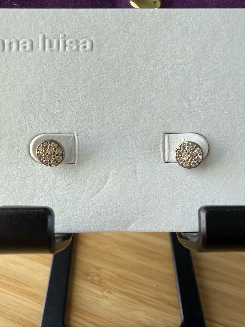 Ana Luisa Gold Pavé Small Disc Stud Earrings